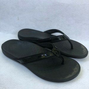 Vionic Tide II Black Patent Flip Flop Sandals 11